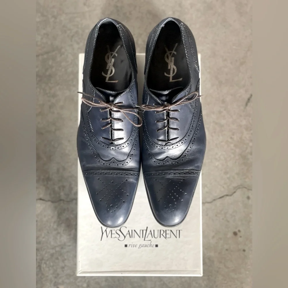 Yves Saint Laurent Rive Gauche Mens blue Oxfords EU43.5 - Picture 3 of 7